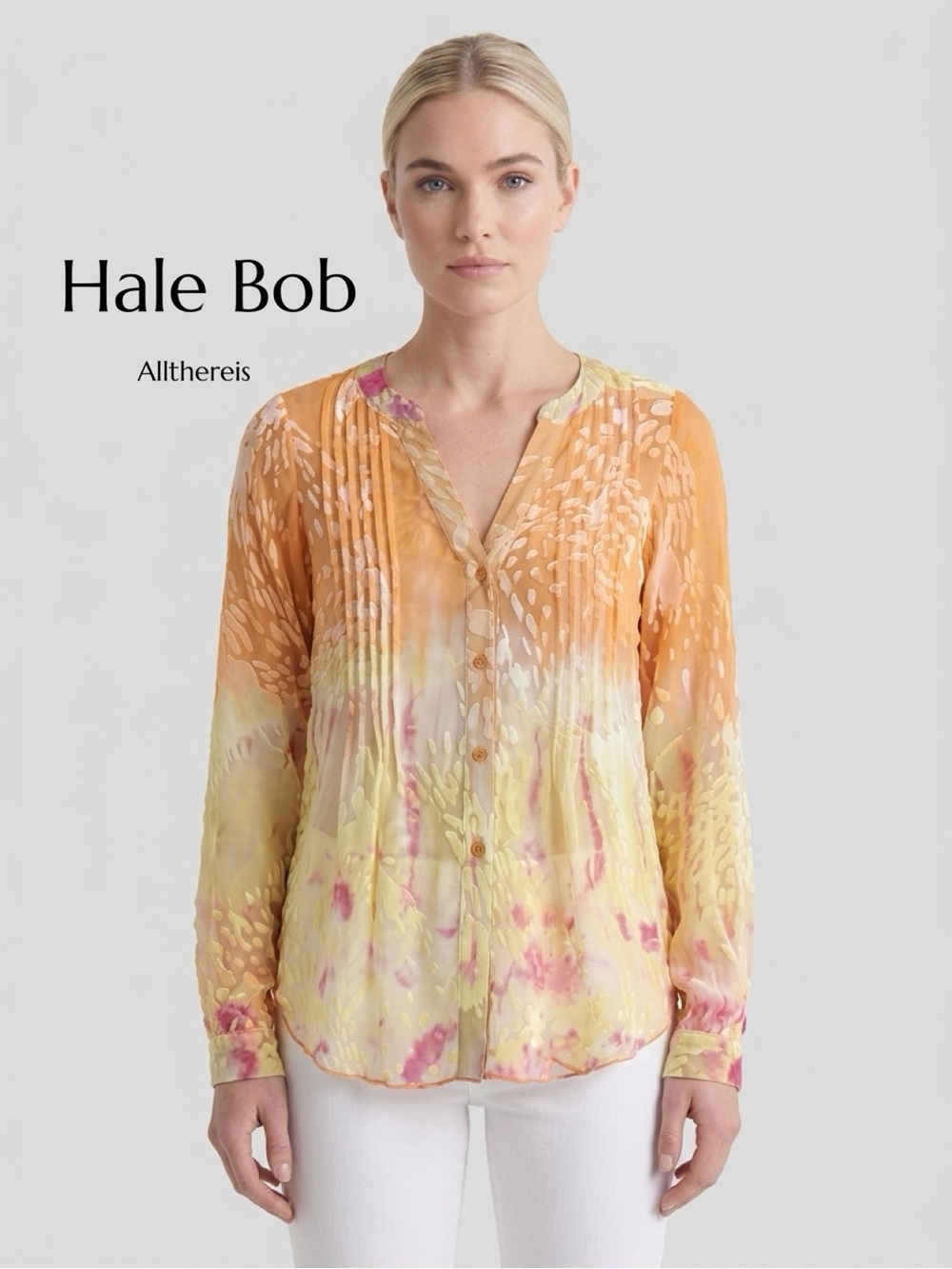 Hale Bob Silk burnout blouse XS 🧡💛💕